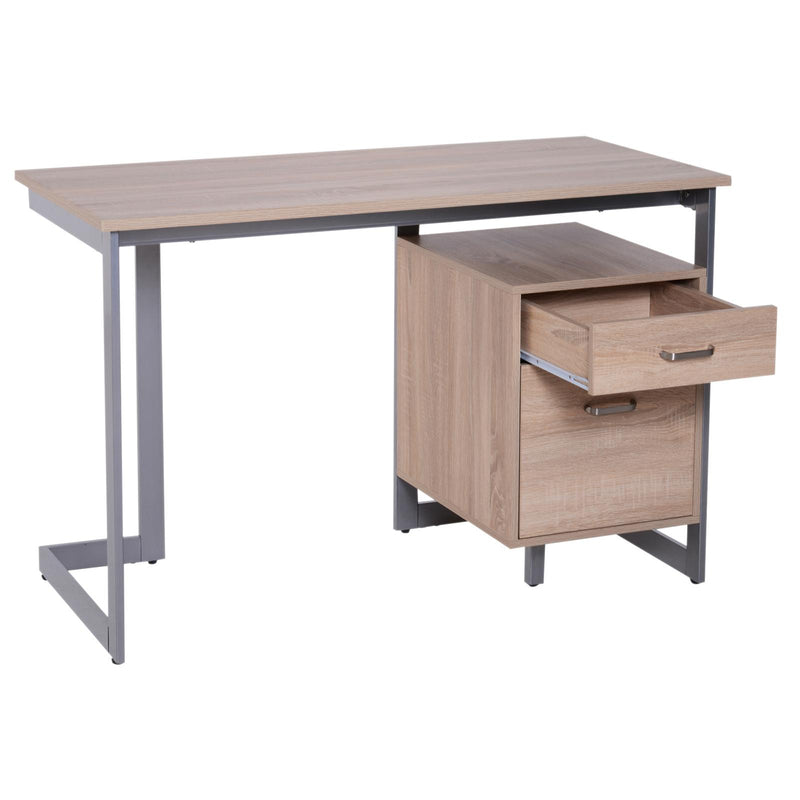 Scrivania con 2 Cassetti in Legno e Acciaio 120x58x76 cm 