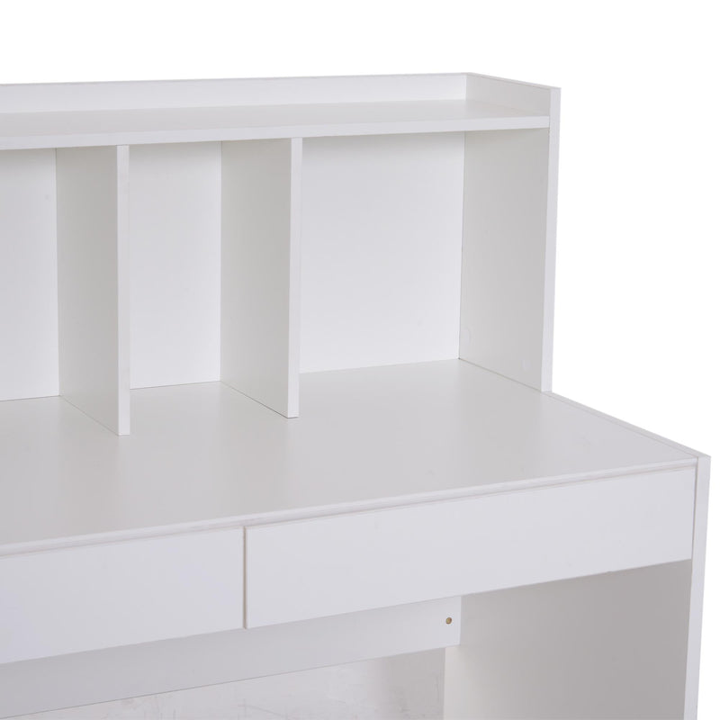 Scrivania da Ufficio in Legno 5 Scomparti e 2 Cassetti Bianco 120x60x115 cm 