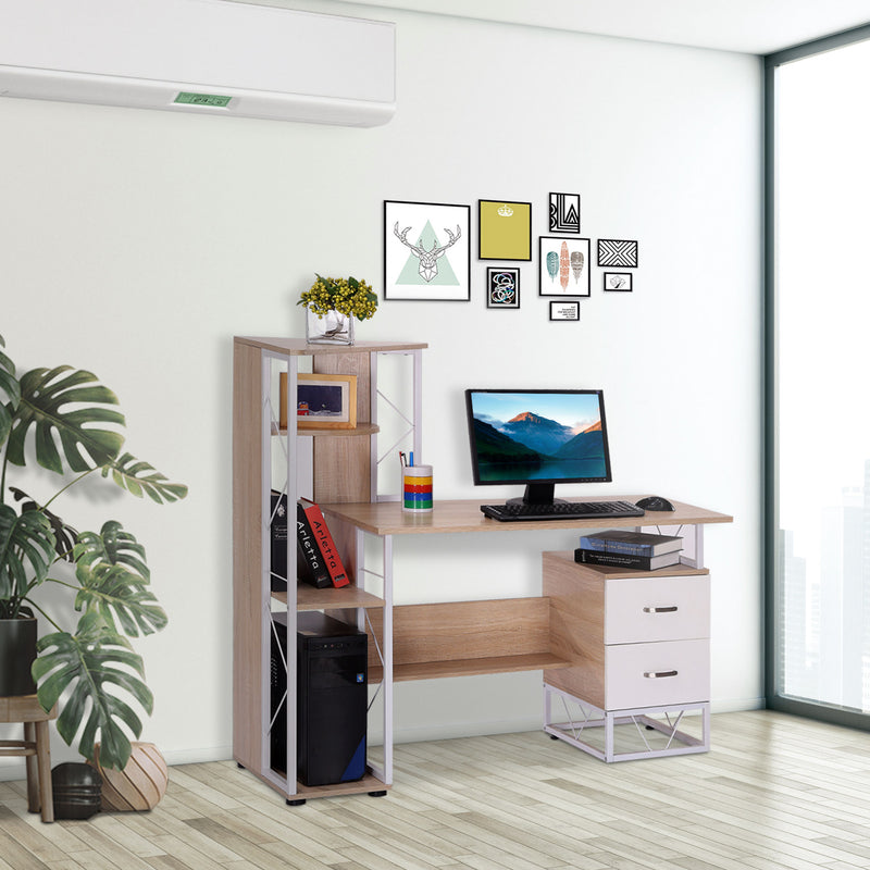 Scrivania da Ufficio Porta PC con Scaffale 133x55x123 cm 