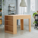 Scrivania da Ufficio Multifunzionale con 3 Ripiani in Legno Naturale 100x60x75 cm 