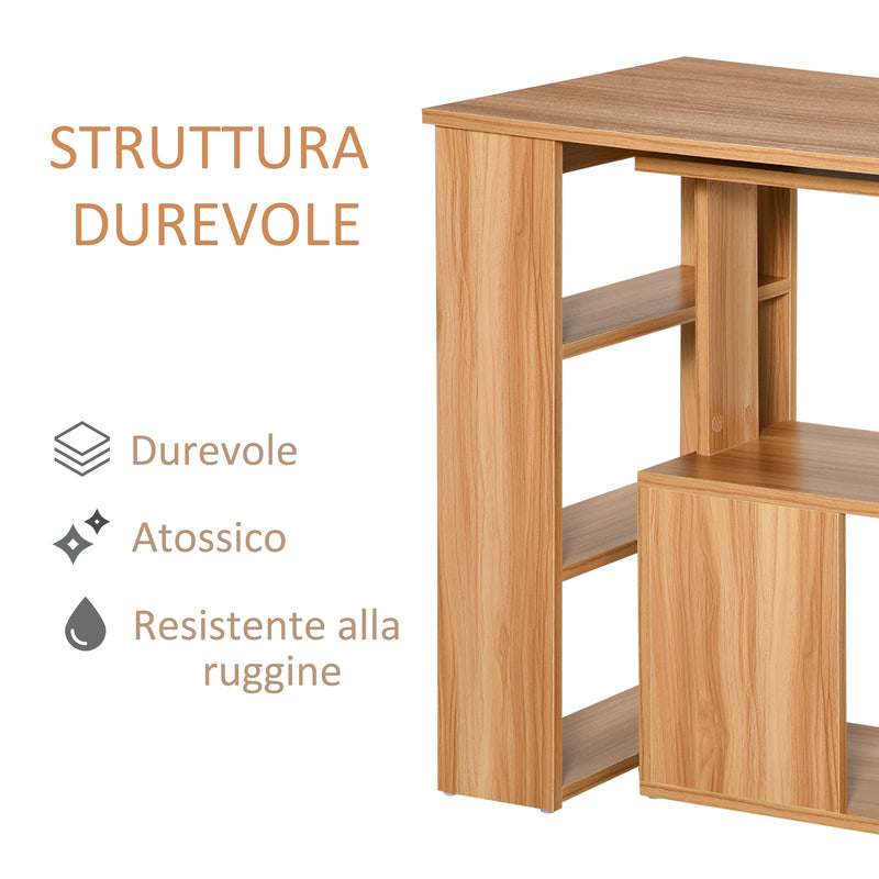 Scrivania Angolare Multiposizione con 5 Ripiani Legno 120x110x74,5 cm