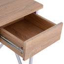 Scrivania da Ufficio in Legno e Piano in Vetro con Cassetto e Porta Tastiera Estraibile 105x55x75 cm 