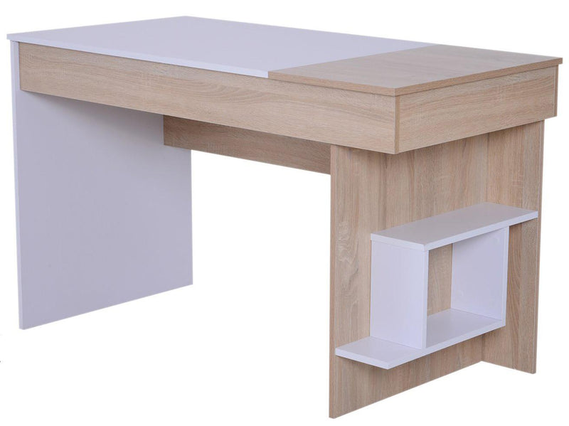 Scrivania da Ufficio Salvaspazio con Piano Sollevabile in Legno Bianco 120x60x74 cm 