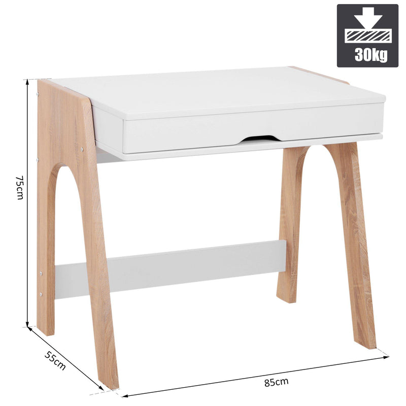 Scrivania da Ufficio Salvaspazio con Piano Ribaltabile in Legno Bianco 85x55x75 cm 