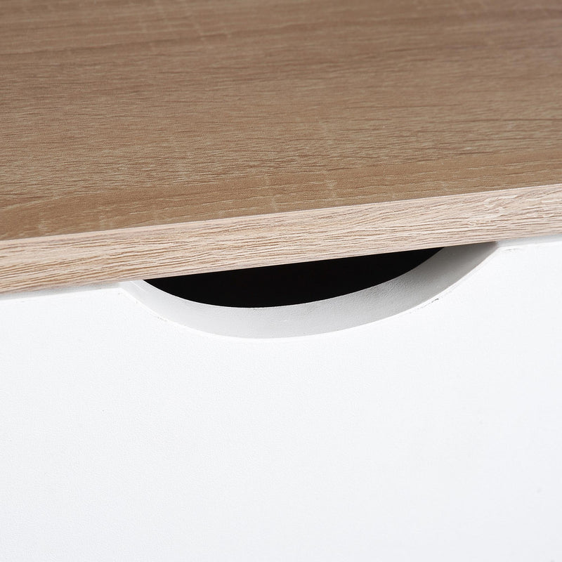 Scrivania da Ufficio in Acciaio Bianco e Legno Rovere con Cassetti 110x55x76 cm 