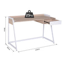 Scrivania da Ufficio con Cassetto in Legno e Acciaio Bianco e Rovere 120x60x80 cm 