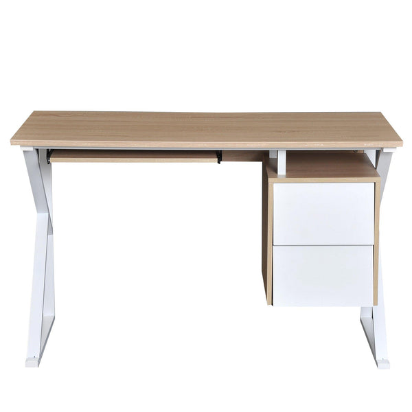 Scrivania da Ufficio con Cassetto e Ripiano Tastiera Estraibile in Acciaio e Legno Bianco Rovere 120x60x76 cm sconto
