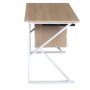 Scrivania da Ufficio con Cassetto e Ripiano Tastiera Estraibile in Acciaio e Legno Bianco Rovere 120x60x76 cm 