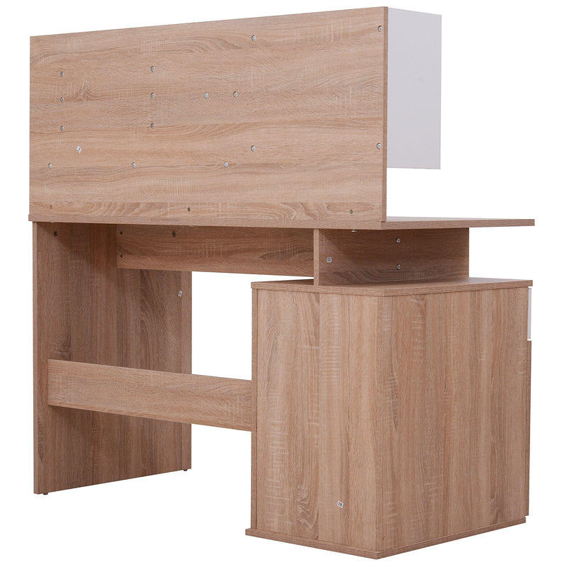 Scrivania da Ufficio Computer Cassetto e Ripiani Rovere bianco 120x60x122 cm 