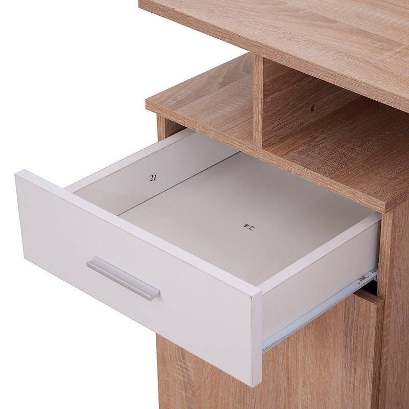 Scrivania da Ufficio Computer Cassetto e Ripiani Rovere bianco 120x60x122 cm 