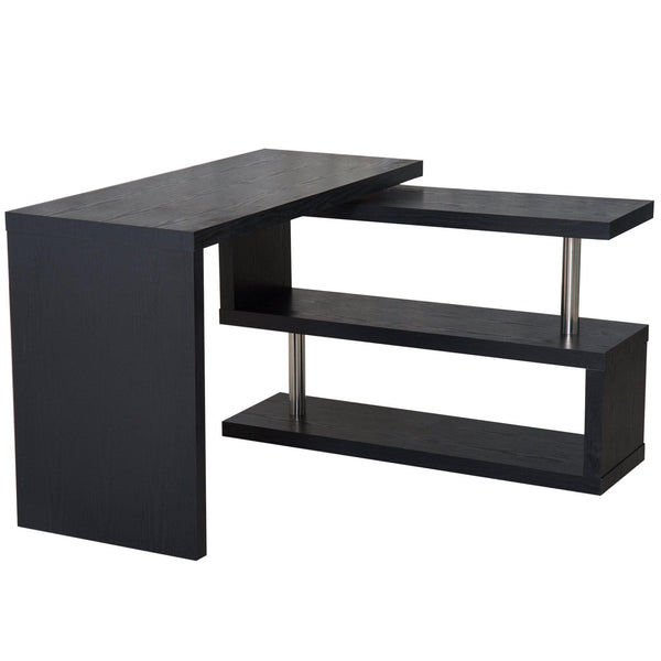 Scrivania da Ufficio per Computer con Ripiani Nero Opaco sconto