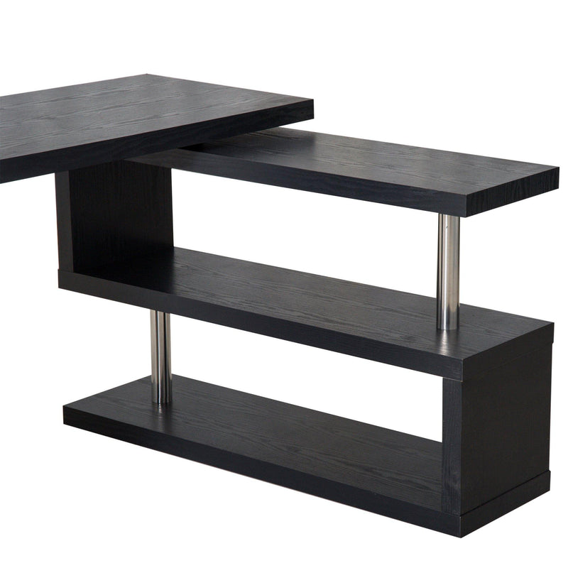 Scrivania da Ufficio per Computer con Ripiani Nero Opaco 