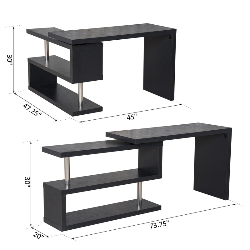 Scrivania da Ufficio per Computer con Ripiani Nero Opaco 