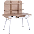 Scrivania da Ufficio con Cassetti e Libreria Legno Bianco e Rovere 120x65.5x138.5 cm 