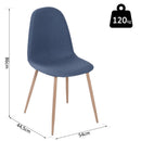 Set 2 Sedie da Pranzo Design Moderno in Lino con Gambe in Metallo Blu 