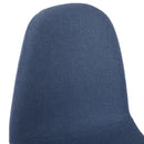 Set 2 Sedie da Pranzo Design Moderno in Lino con Gambe in Metallo Blu 