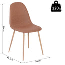 Set 2 Sedie da Pranzo Design Moderno in Lino con Gambe in Metallo Marrone 