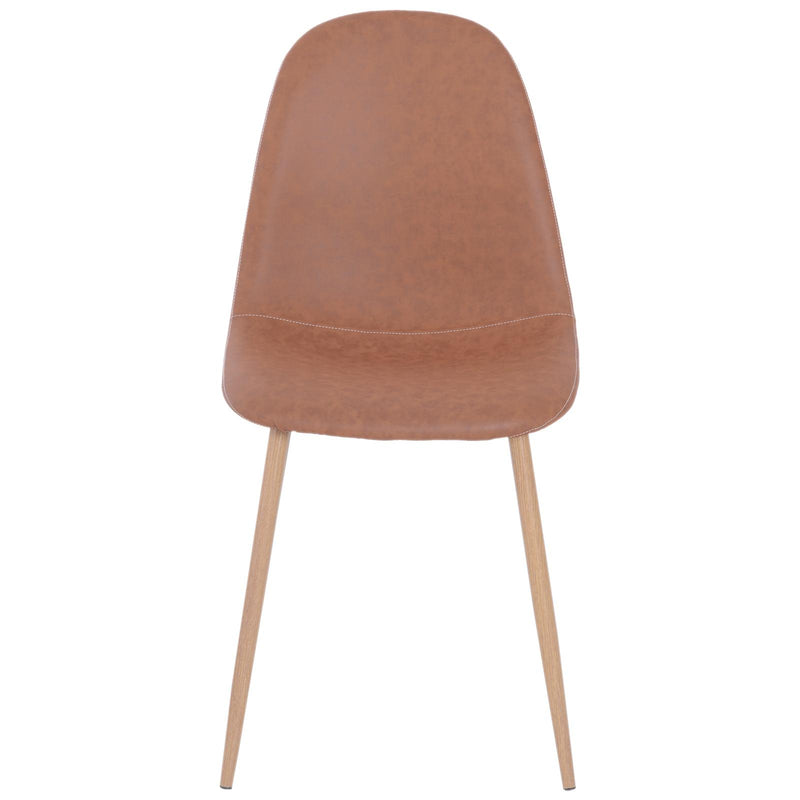 Set 2 Sedie da Pranzo Design Moderno in Lino con Gambe in Metallo Marrone 