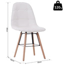 Set 2 Sedie da Pranzo di Design Imbottite con Gambe in Legno e Metallo Crema 