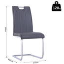 Set 2 Sedie Design Moderno in Metallo con Rivestimento in Pelle PU Grigio 