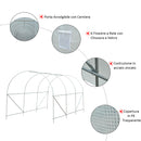 Serra da Giardino a Tunnel per Piante in PE con Tubi in Ferro Bianco 450x200x200 cm 