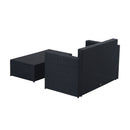 Set Salotto da Giardino in Rattan Sintetico Divano e Poggiapiedi con Cuscini Nero 