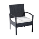 Set Salotto da Giardino in Rattan Sintetico Tavolino 2 Poltrone e Divano con Cuscini Nero 