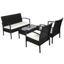 Set Salotto da Giardino in Rattan Sintetico Tavolino 2 Poltrone e Divano con Cuscini Nero 