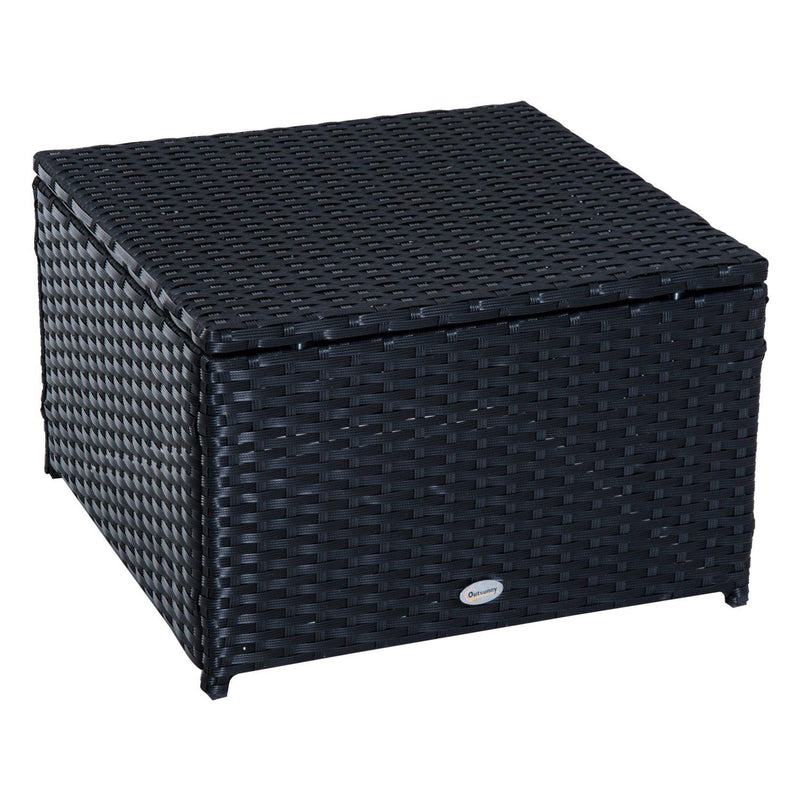 Set Salotto da Giardino in Rattan Sintetico Divano Pouf e Tavolino con Cuscini Nero 