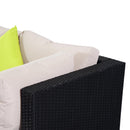 Set Salotto da Giardino in Rattan Sintetico 7 Pezzi Divano e Tavolino con Cuscini Nero 