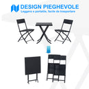 Set Tavolino e 2 Sedie Pieghevoli da Giardino in Rattan Sintetico Nero 