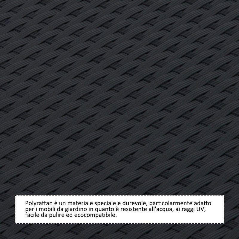 Set Tavolino e 2 Sedie Pieghevoli da Giardino in Rattan Sintetico Nero 