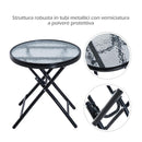 Set Tavolino e 2 Sedie a Dondolo Pieghevoli da Giardino in Textilene Beige 
