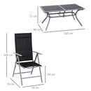 Set Tavolo e 6 Sedie Pieghevoli da Giardino in Ferro e Tessuto di Texilene 