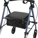 Deambulatore 4 Ruote Pieghevole con Sedile e Cestino Portaoggetti in Tela 