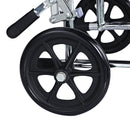 Sedia a Rotelle Pieghevole in Tubi di Ferro e Tessuto Oxford Nero ed Argento 92.5x62x98 cm 