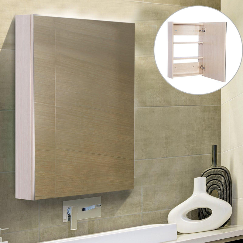 Specchio Armadietto da Bagno Pensile 3 Ripiani Interni in Legno Rovere 40x60x13,5 cm 