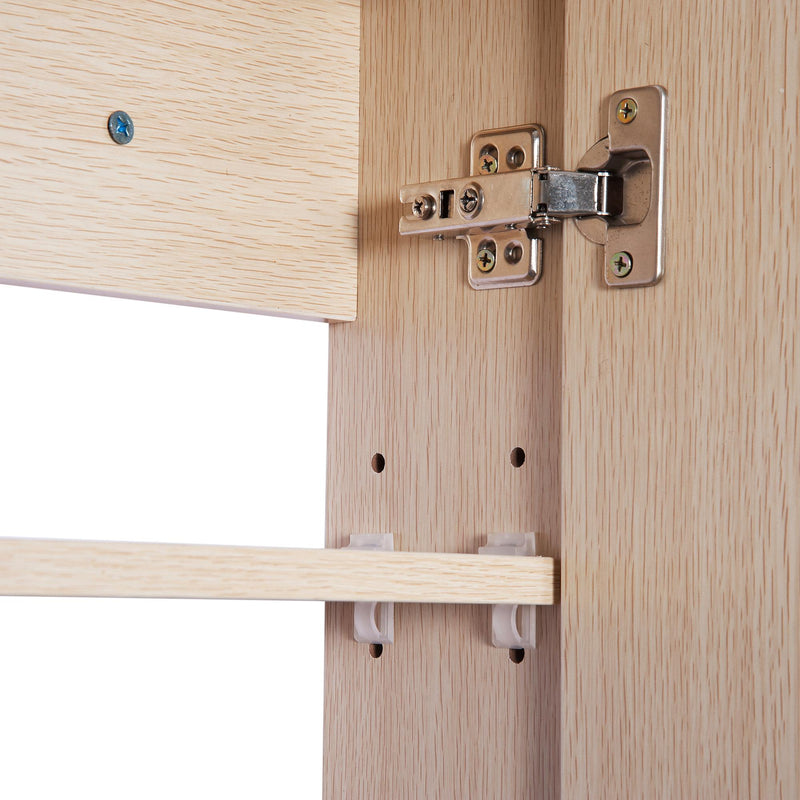 Specchio Armadietto da Bagno Pensile Ripiano in Legno 50x80x13,5 cm 