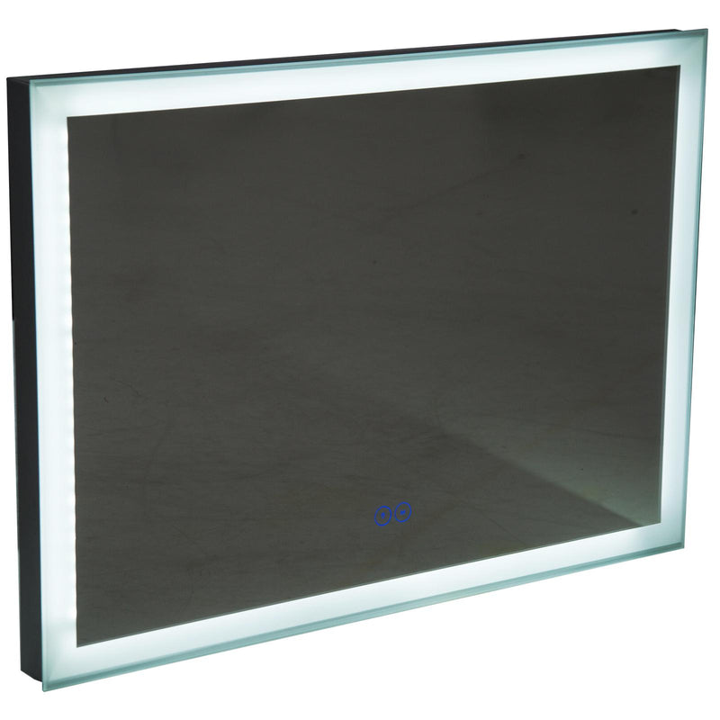 Specchio con Lampada Led e Antiappannamento in Alluminio Cromato Argento 80x60 cm 