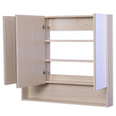 Specchio Armadietto da Bagno Pensile 3 Ante in Legno 90x13.5x80 cm 