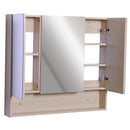 Specchio Armadietto da Bagno Pensile 3 Ante in Legno 90x13.5x80 cm 