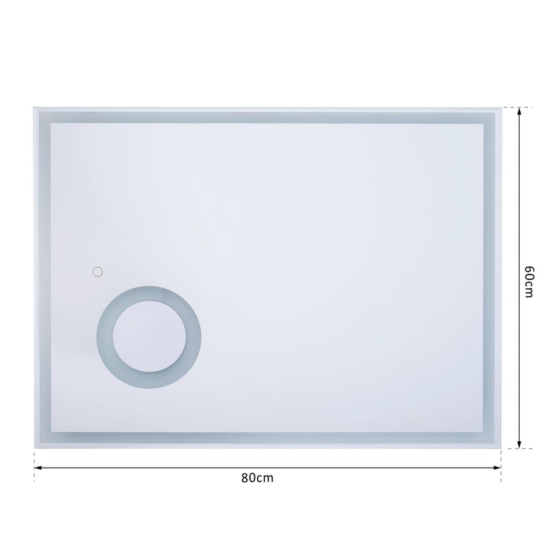 Specchio da Bagno con Illuminazione a LED e Interruttore Touch in Vetro e Alluminio 80x3x60 cm 