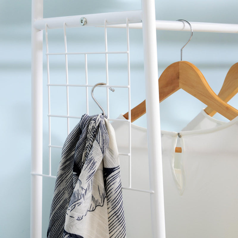 Stender Appendiabiti con 2 Cassetti in Metallo Bianco e Beige 99x47x185 cm 