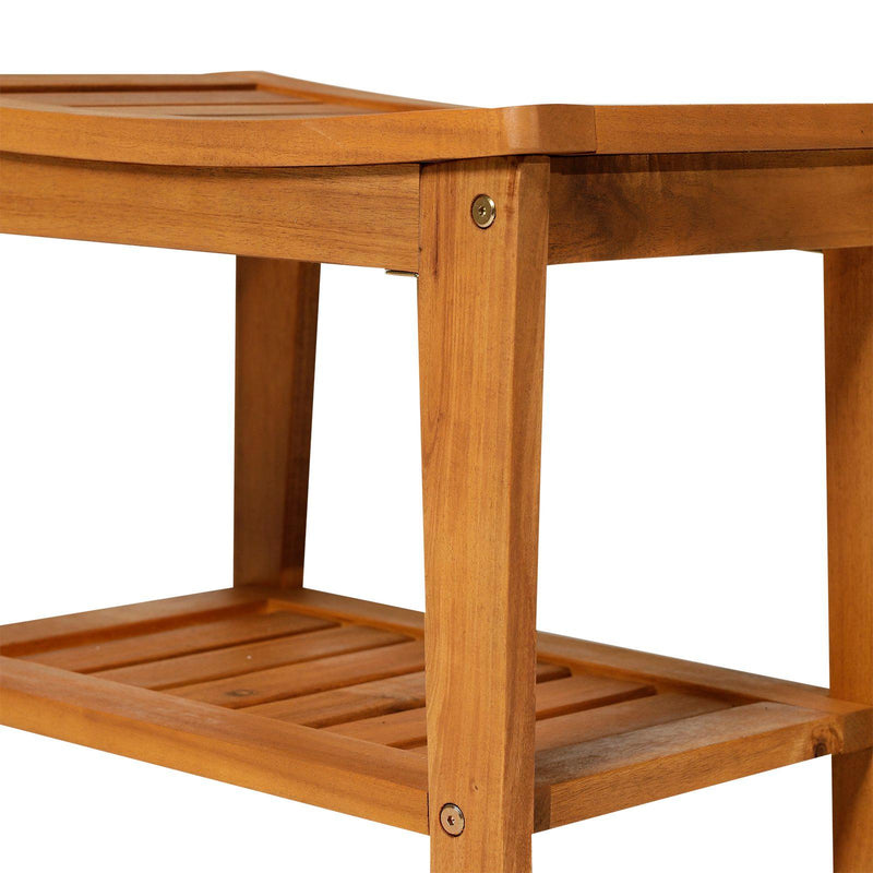 Sgabello Panchina da Bagno e Doccia in Legno di Acacia 53x35x43 cm 