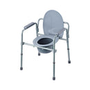 Sedia WC Altezza Regolabile in Tubi di Ferro Grigio 53.3x56.5x60-74.5 cm 