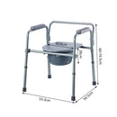 Sedia WC Altezza Regolabile in Tubi di Ferro Grigio 53.3x56.5x60-74.5 cm 