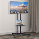 Supporto Tv da Terra Altezza Regolabile con Ruote Nero 90x64x175 cm 