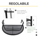 Tavolino Sospeso da Balcone Regolabile in Ferro Nero 60x45x50 cm 