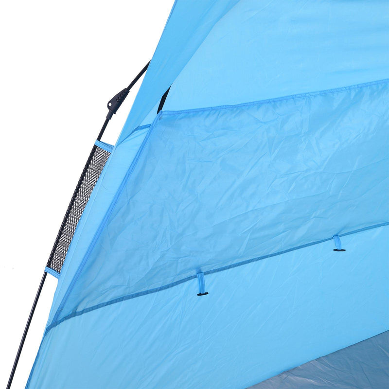 Tenda da Spiaggia Impermeabile Pop Up con Corde e Picchetti Azzurro 