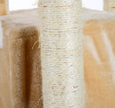 Albero Tiragraffi per Gatti con Due Cucce in Peluche e Sisal Crema 50x50x170 cm 